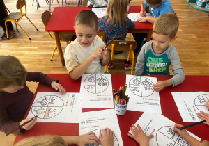 przedszkolaki wykonują pracę plastyczną